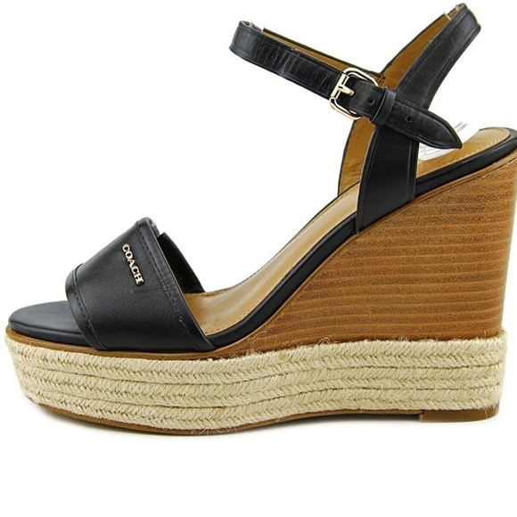 Brand New In Box Coach Elda Espadrille Ankle Strap Wedges Size: 7 - Picture 1 of 15